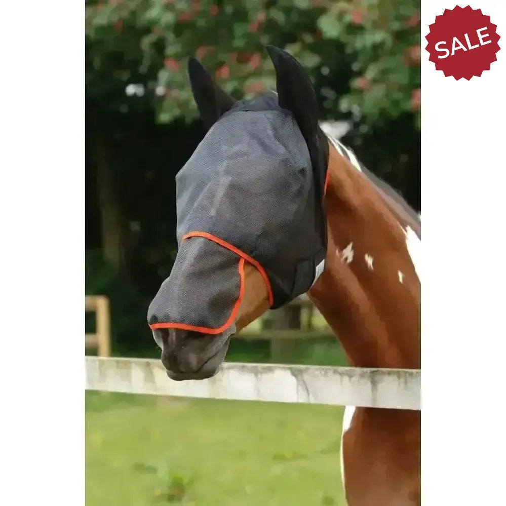 Equilibrium FIELD RELIEF Maxi Fly Masks X Small Black / Orange Binding Fly Masks
