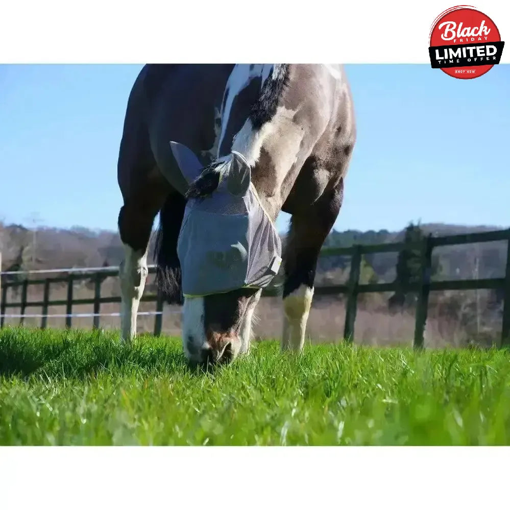 Equilibrium FIELD RELIEF Midi Fly Mask With Ears Small Pony Black / Orange Binding Fly Masks