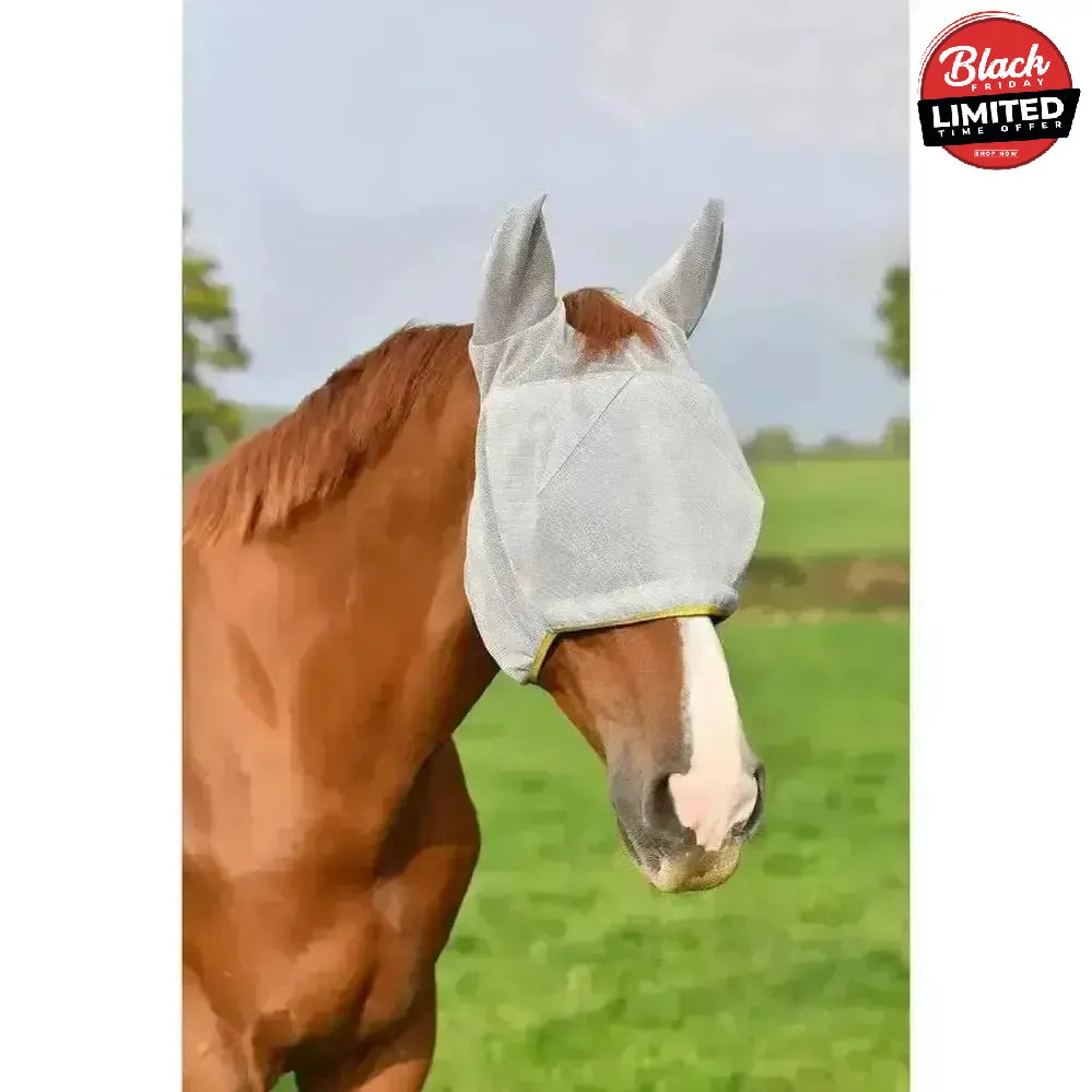 Equilibrium FIELD RELIEF Midi Fly Mask With Ears Small Pony Black / Orange Binding Fly Masks