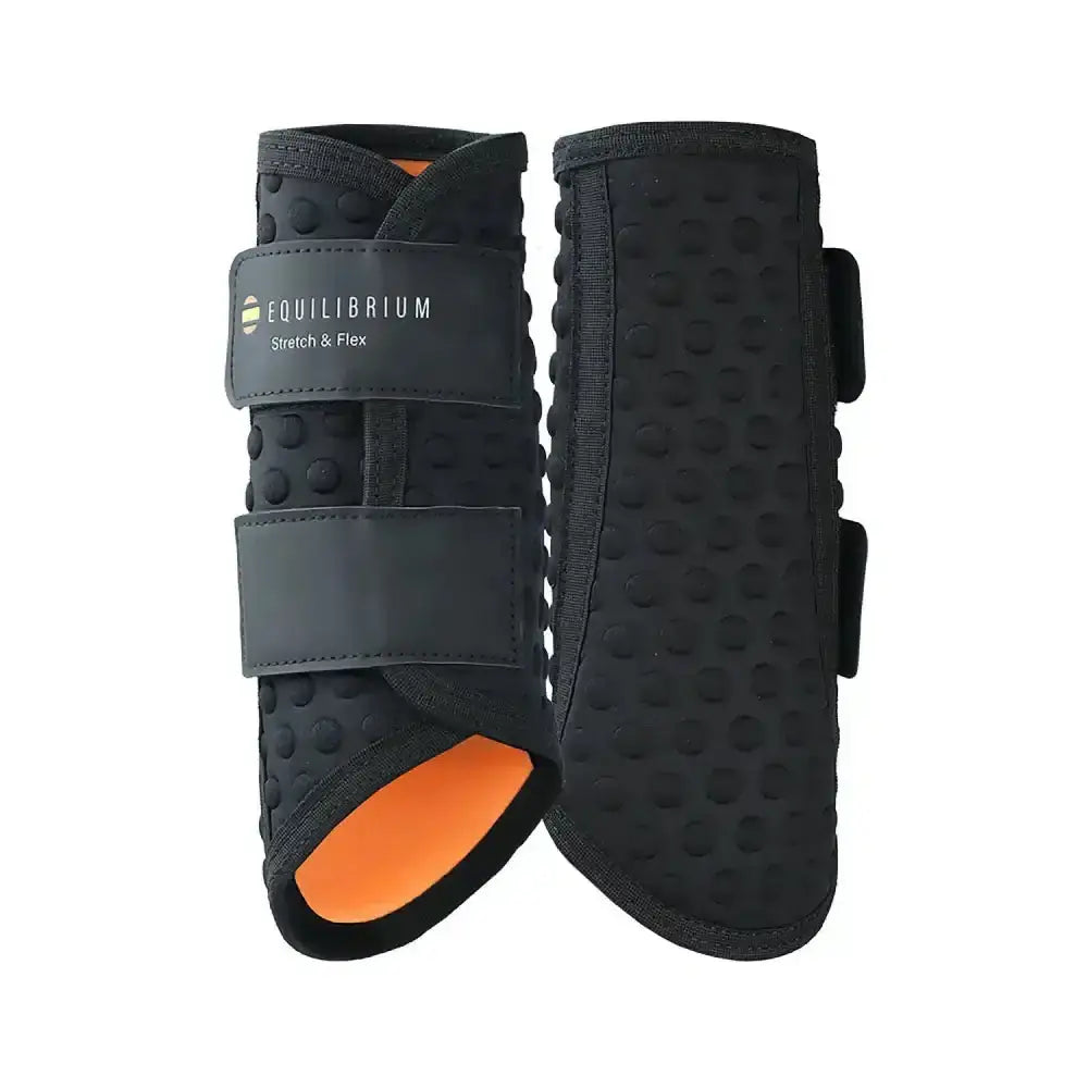 Equilibrium stretch flex flatwork wraps in black with orange lining and textured surface for flexible schooling wraps