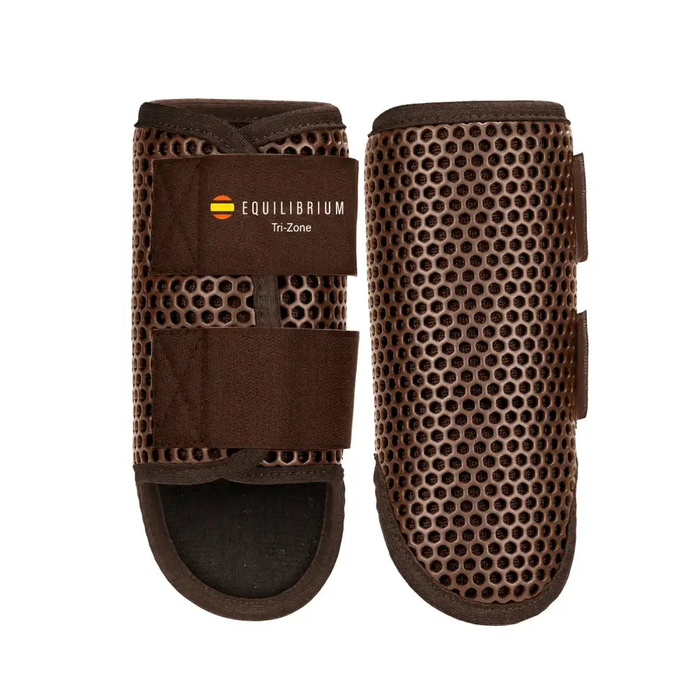 Brown equilibrium tri-zone brushing boots with honeycomb mesh and adjustable velcro straps boot scientifically tested