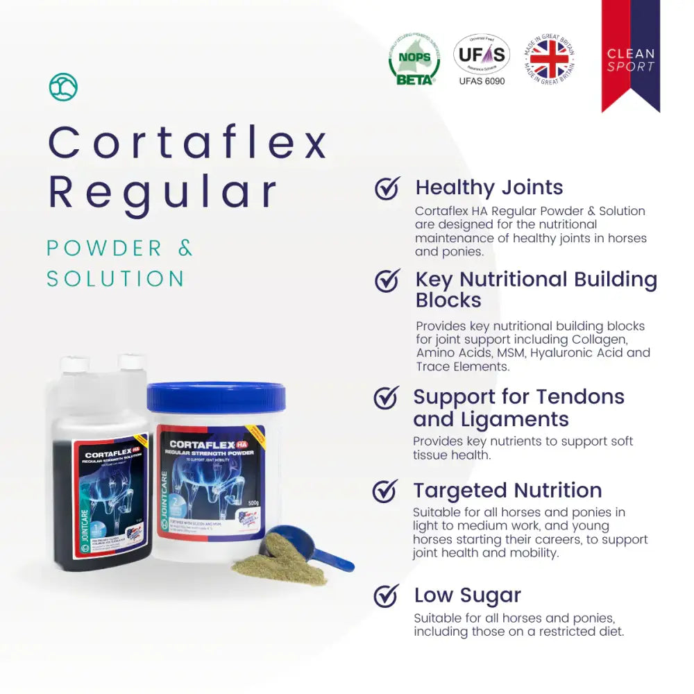 Equine america cortaflex ha regular strength powder and solution for horses with hyaluronic acid joint support packaging