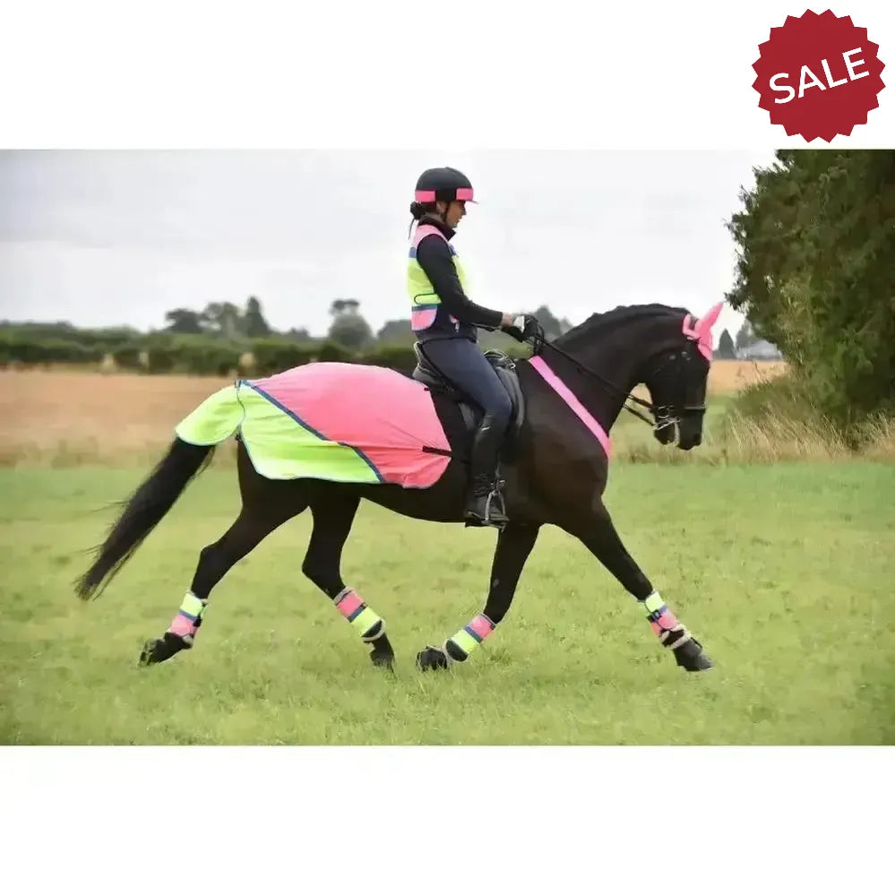 Equisafety Breathable Mesh Quarter Sheet Pink/Yellow COB Pink/Yellow Ride On Fly Rugs