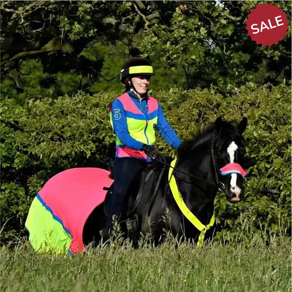 Equisafety Breathable Mesh Quarter Sheet Pink/Yellow COB Pink/Yellow Ride On Fly Rugs