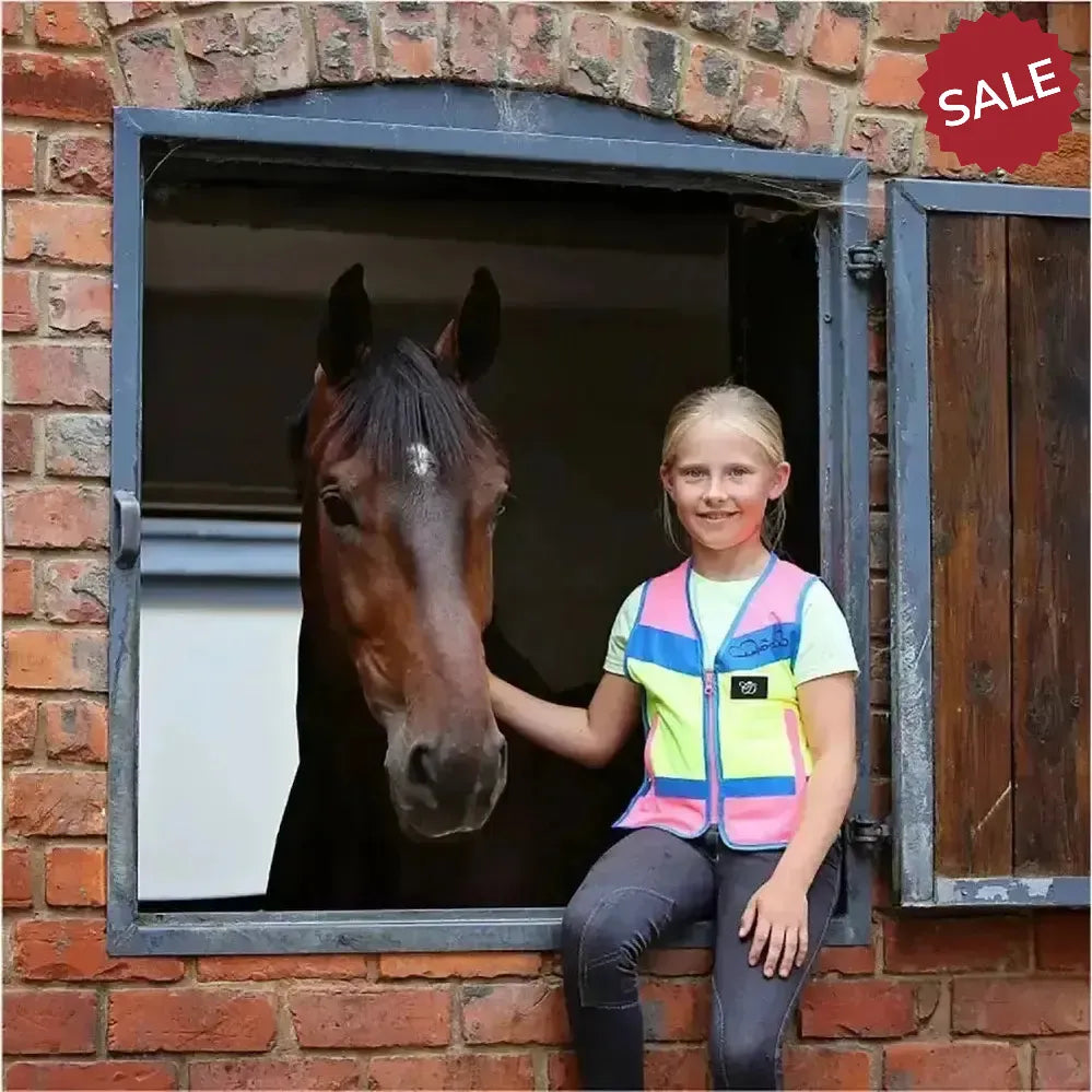 Equisafety Childrens Hi-Vis Waistcoats Multi-Coloured Pink / Orange Child - 4 - 8 Years Waistcoats