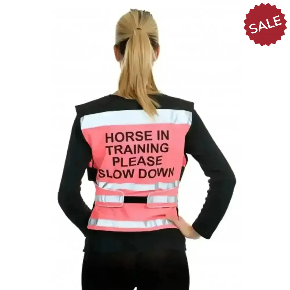 Equisafety Hi-Vis Waistcoat Horse In Training Pink Small Waistcoats