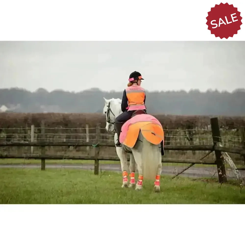 Equisafety Hi-Vis Waterproof Quarter Sheet Pink/Orange COB Pink/Orange Exercise Sheets