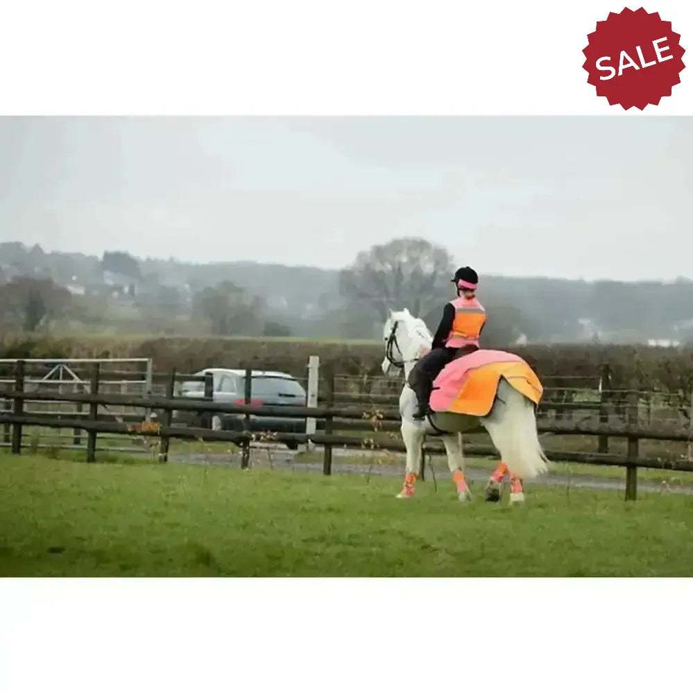 Equisafety Hi-Vis Waterproof Quarter Sheet Pink/Orange COB Pink/Orange Exercise Sheets