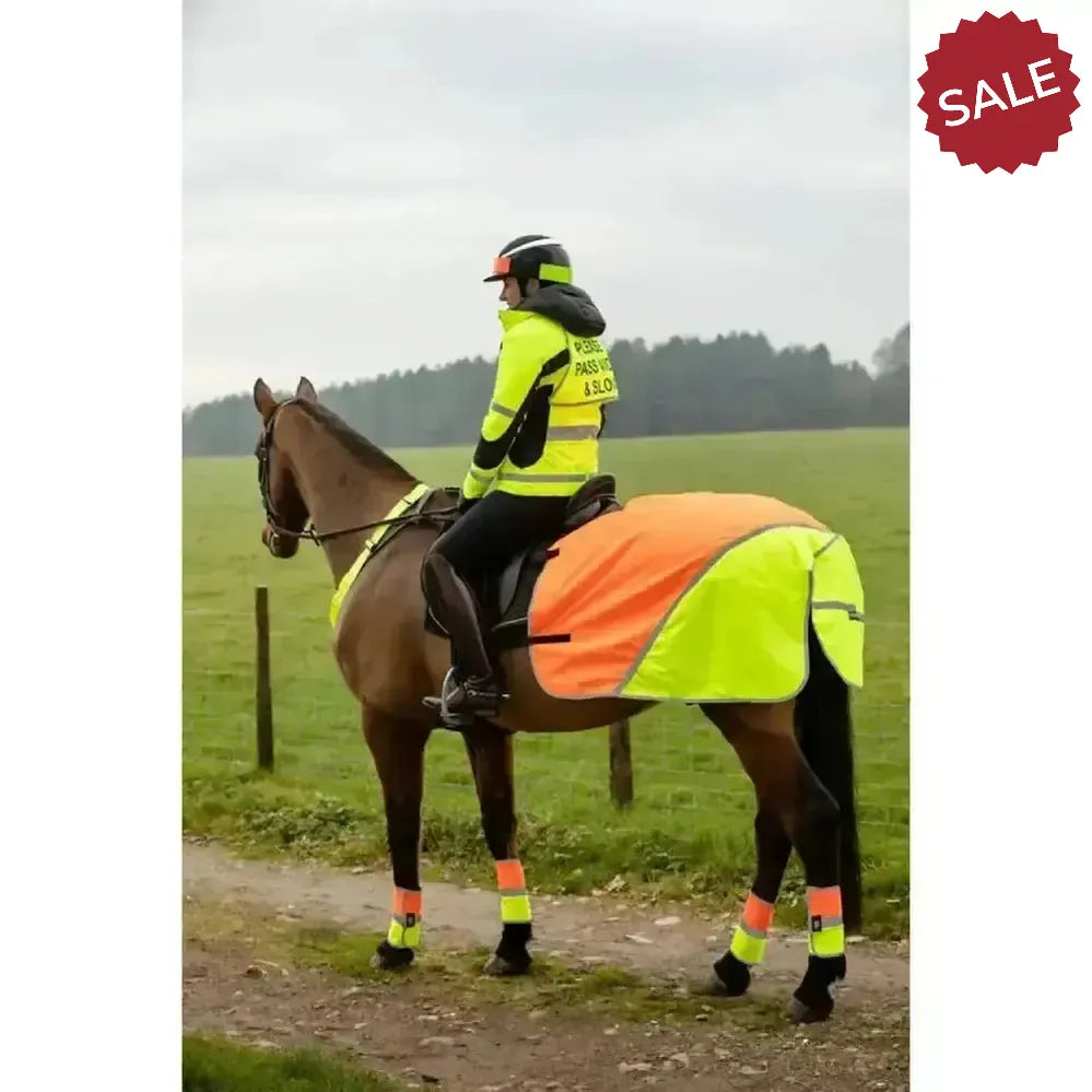 Equisafety Hi-Vis Waterproof Quarter Sheet Yellow/Orange COB Yellow/Orange Exercise Sheets