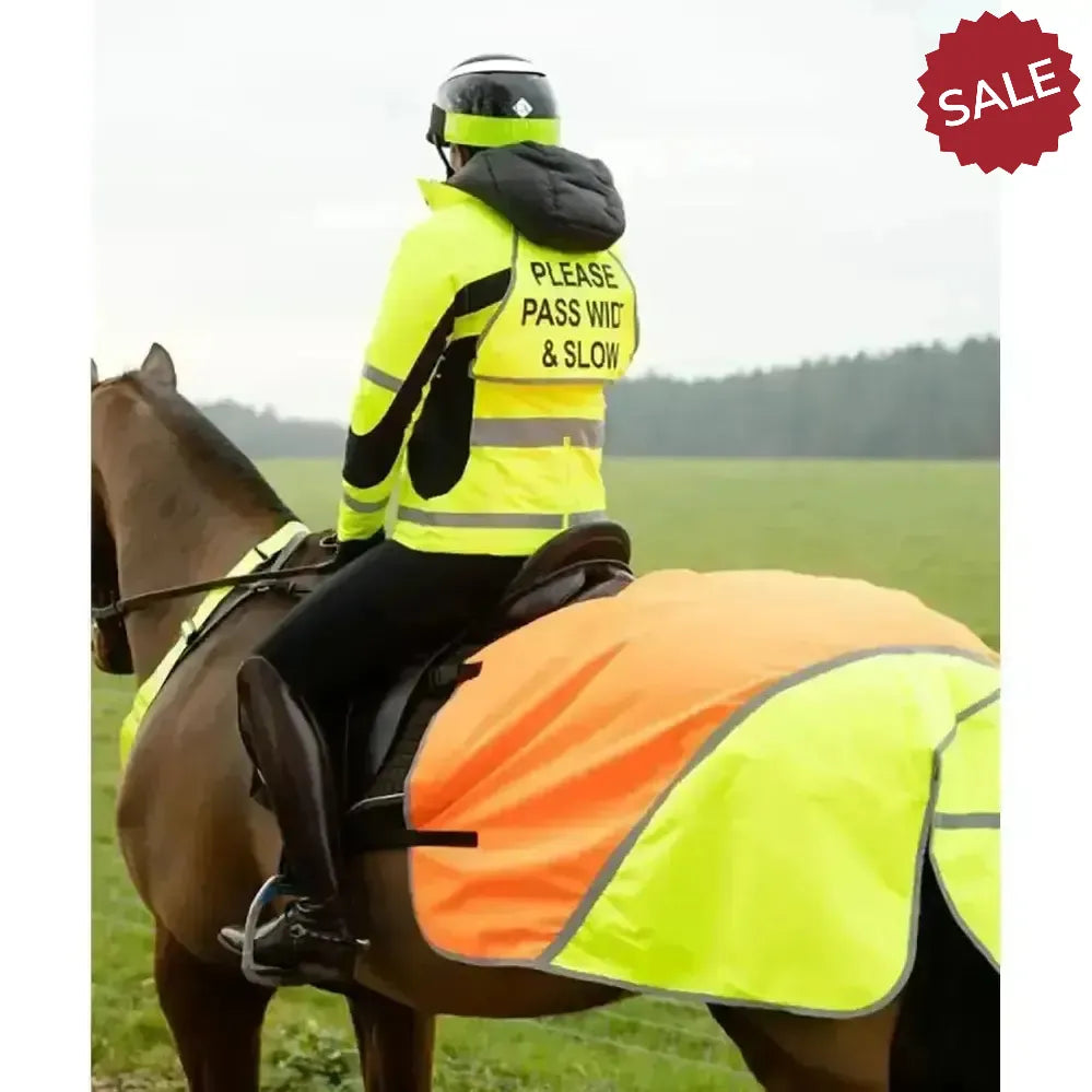 Equisafety Hi-Vis Waterproof Quarter Sheet Yellow/Orange COB Yellow/Orange Exercise Sheets