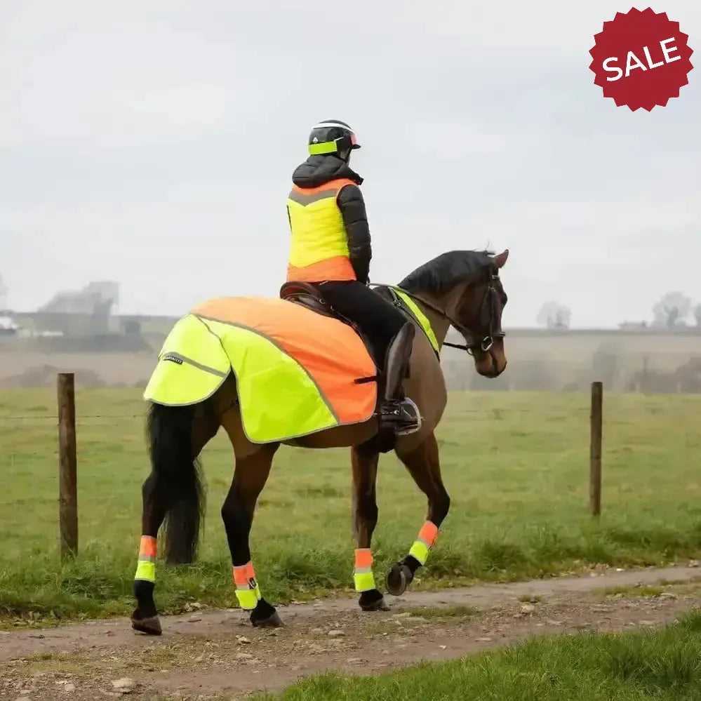 Equisafety Hi-Vis Waterproof Quarter Sheet Yellow/Orange COB Yellow/Orange Exercise Sheets