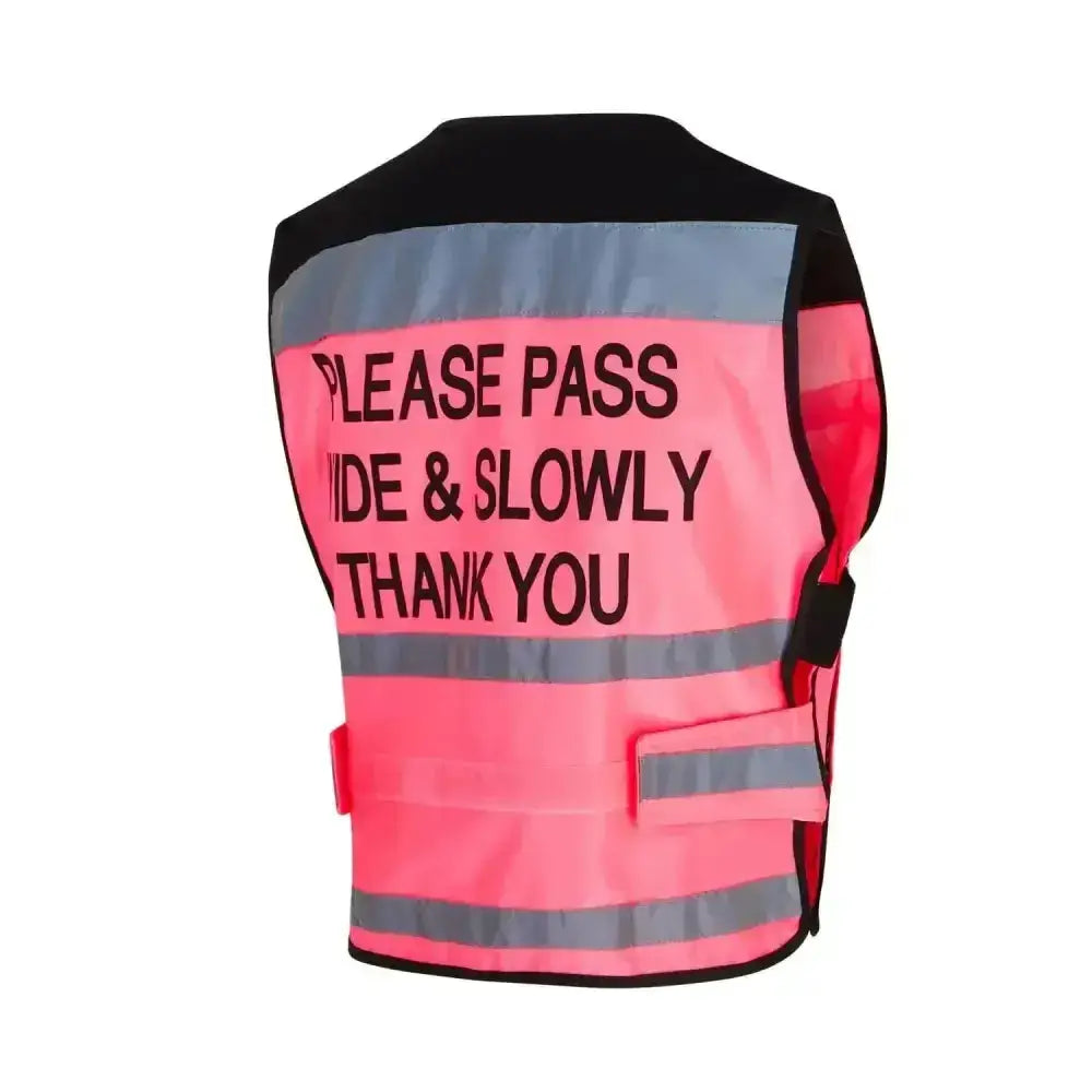 Bright pink comfortable waistcoat with gray reflective stripes and black trim for waistcoats pass wide air jackets