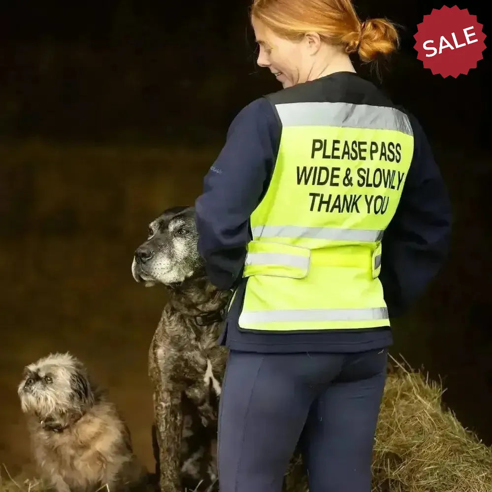 Equisafety Hi Viz Waistcoats Pass Wide & Slowly For Air Jackets Yellow Small Waistcoats