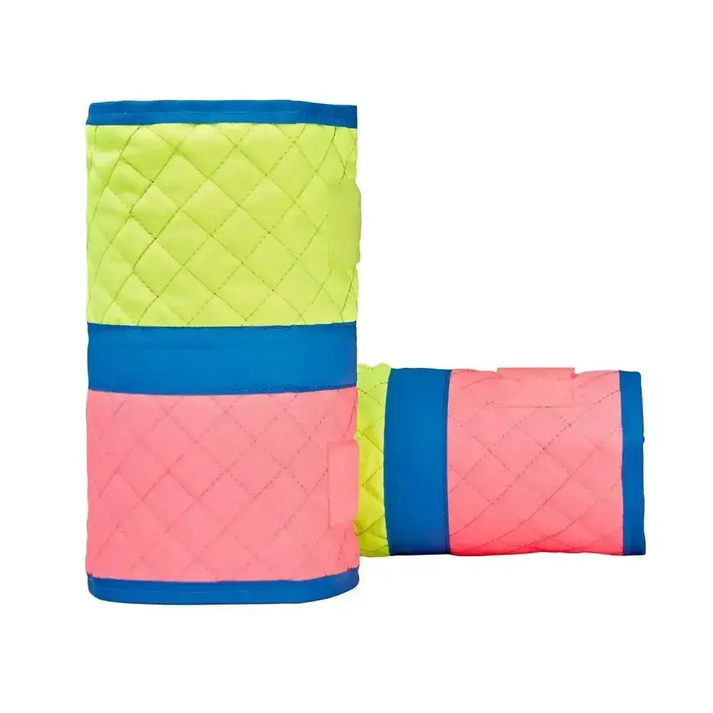 Neon yellow and pink quilted equisafety leg boots with blue trim perfect leg boots pink yellow multi coloured waterproof