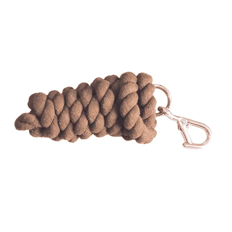 Brown braided rope keychain with silver metal clasp from equisential walsall leadrope collection