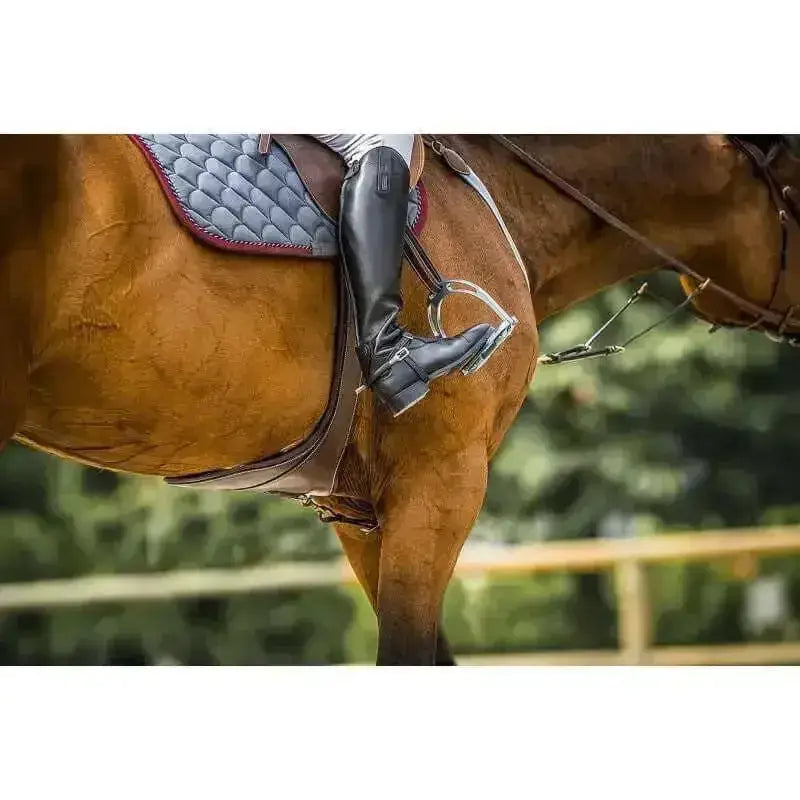 Black leather equitheme tall adult competition riding boots with laces height 48cm calf 40cm and sturdy heel