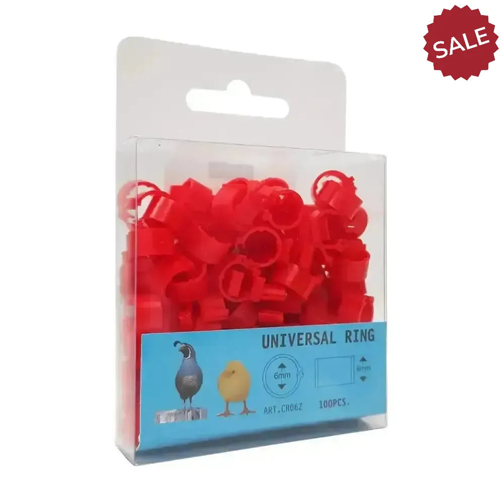 Eton Clic Leg Rings Single Colour 6 mm X 100 Pack Red Poultry