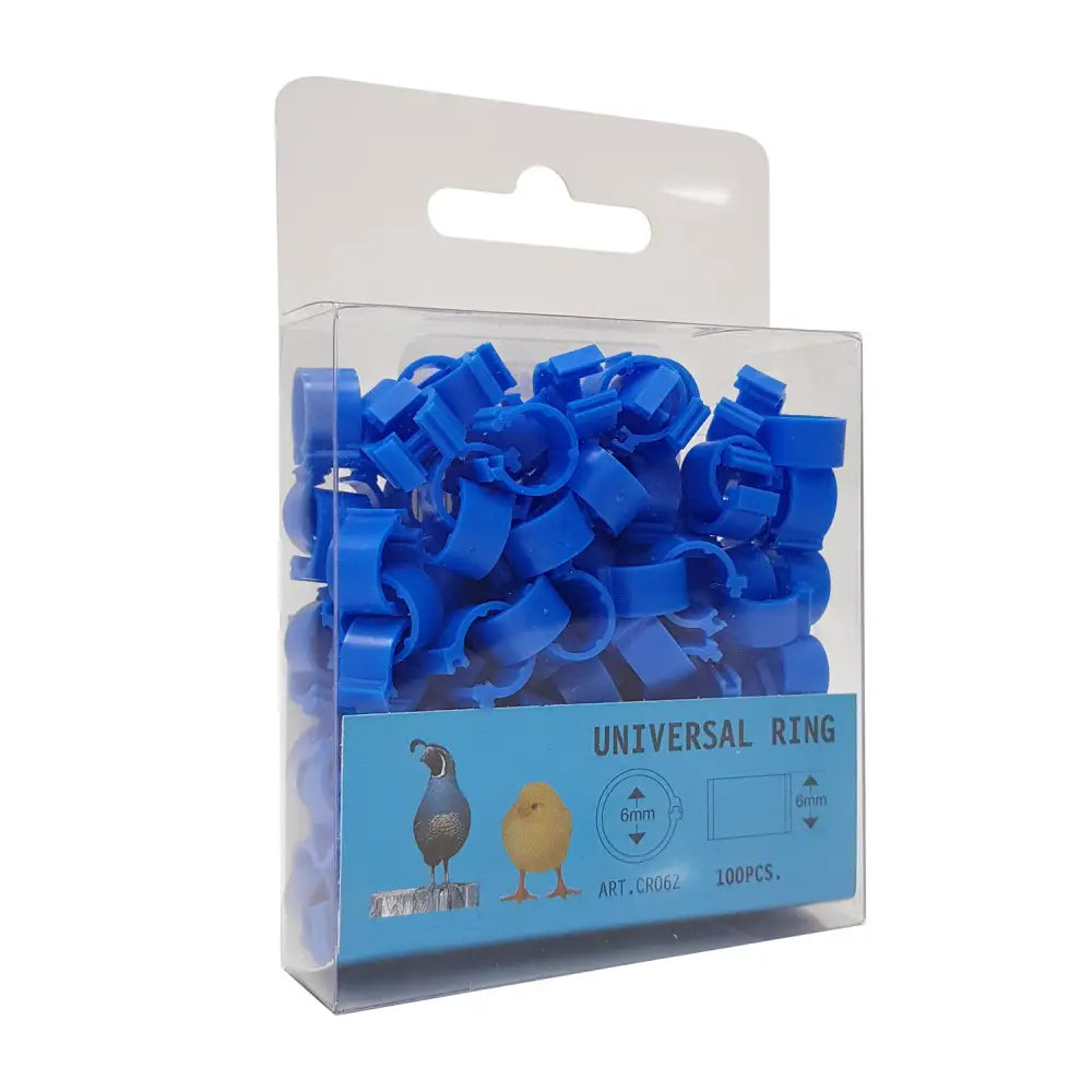 Blue plastic eton clic leg rings in clear package showing single colour clic leg rings for bird identification