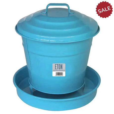 Eton Cottage Garden Covered Poultry Feeder Blue Poultry