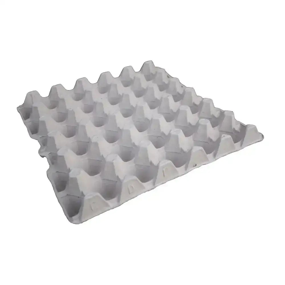 Gray molded paper eton fibre egg tray with 30 cell compartments for storing and protecting eggs