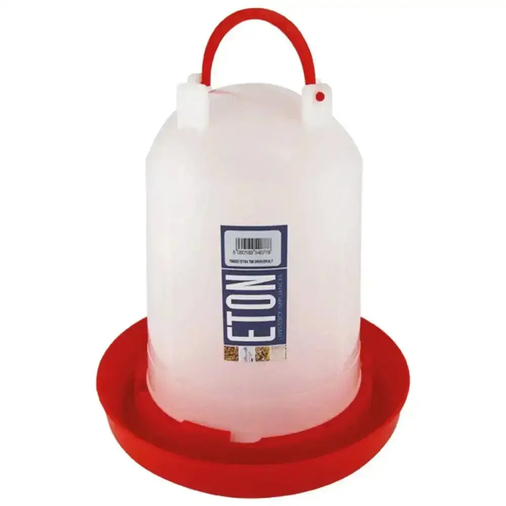 Red and translucent high quality robust plastic eton ts12 poultry drinker with handle for easy carrying