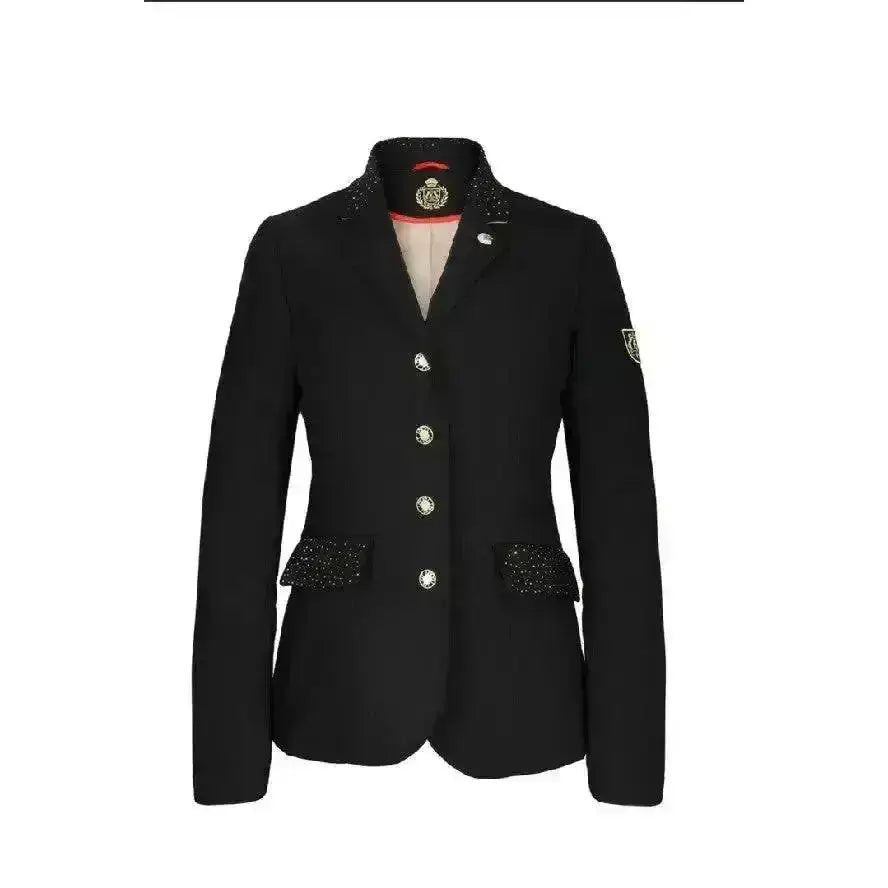 Black women’s fair play lady jacket vivienne navy with sparkling silver embellishments on collar cuffs and pockets