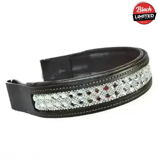 Fancy Showing Diamante Leather Padded Browbands Brown Cob Bridle Accessories