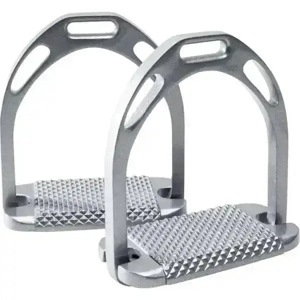 Feeling large pro silver metal horse stirrups with diamond textured footplates made from pro aluminium for riding