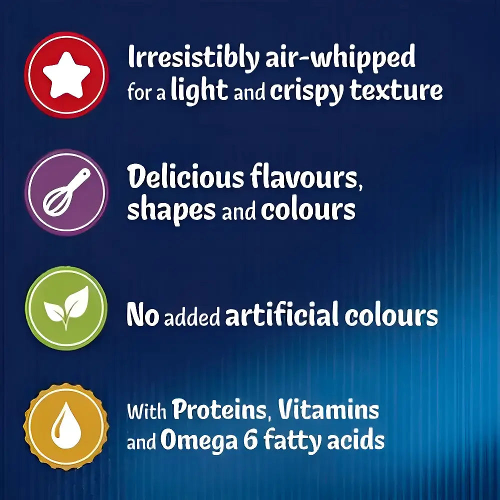 Felix crispies cat treats beef and chicken 180g air-whipped crispy protein puffs in natural colors with no artificial additives