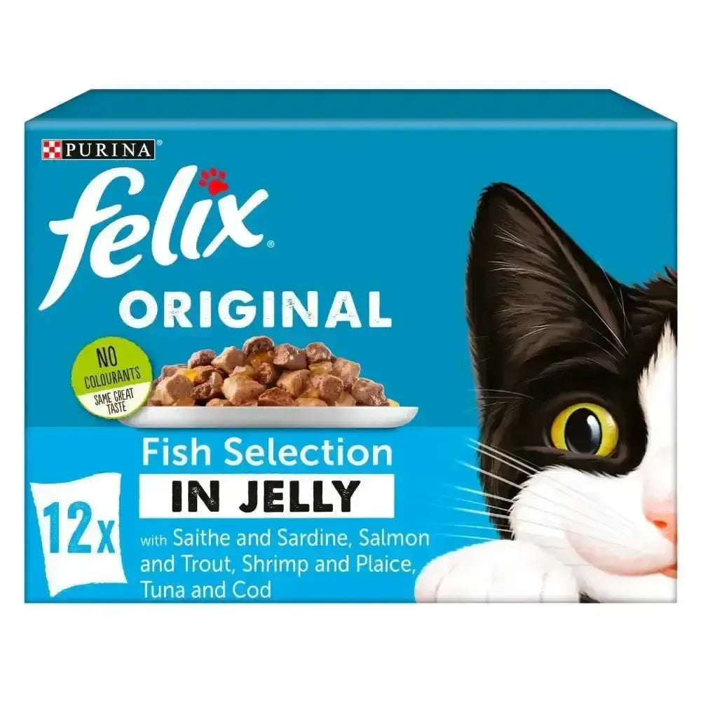 Felix Pouch Multipack Fish Selection In Jelly Wet Cat Food 12 x 100g Cat Food