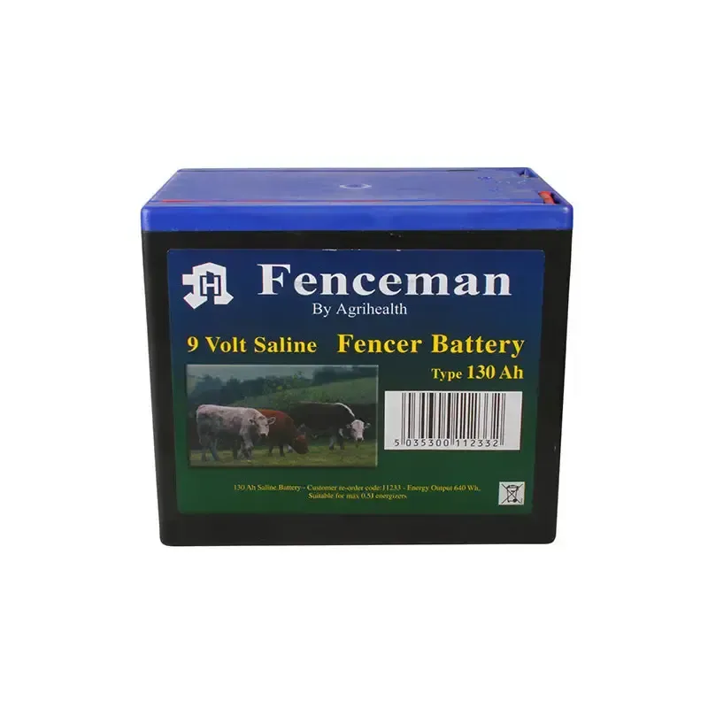 Fenceman 9v Saline Fencer Battery 130Ah Electric Fencing Batteries