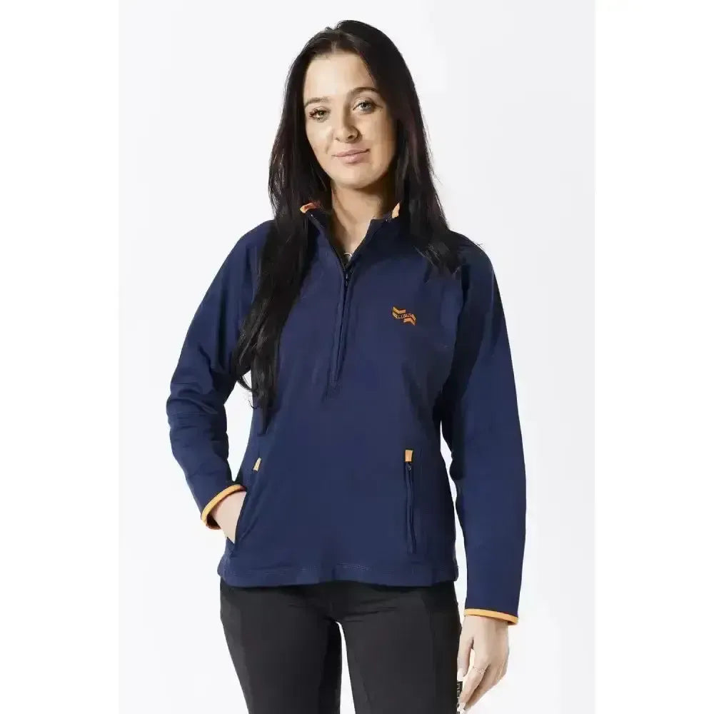 Firefoot Half Zip Top Ladies Navy/Orange Large Navy/Orange Jumpers