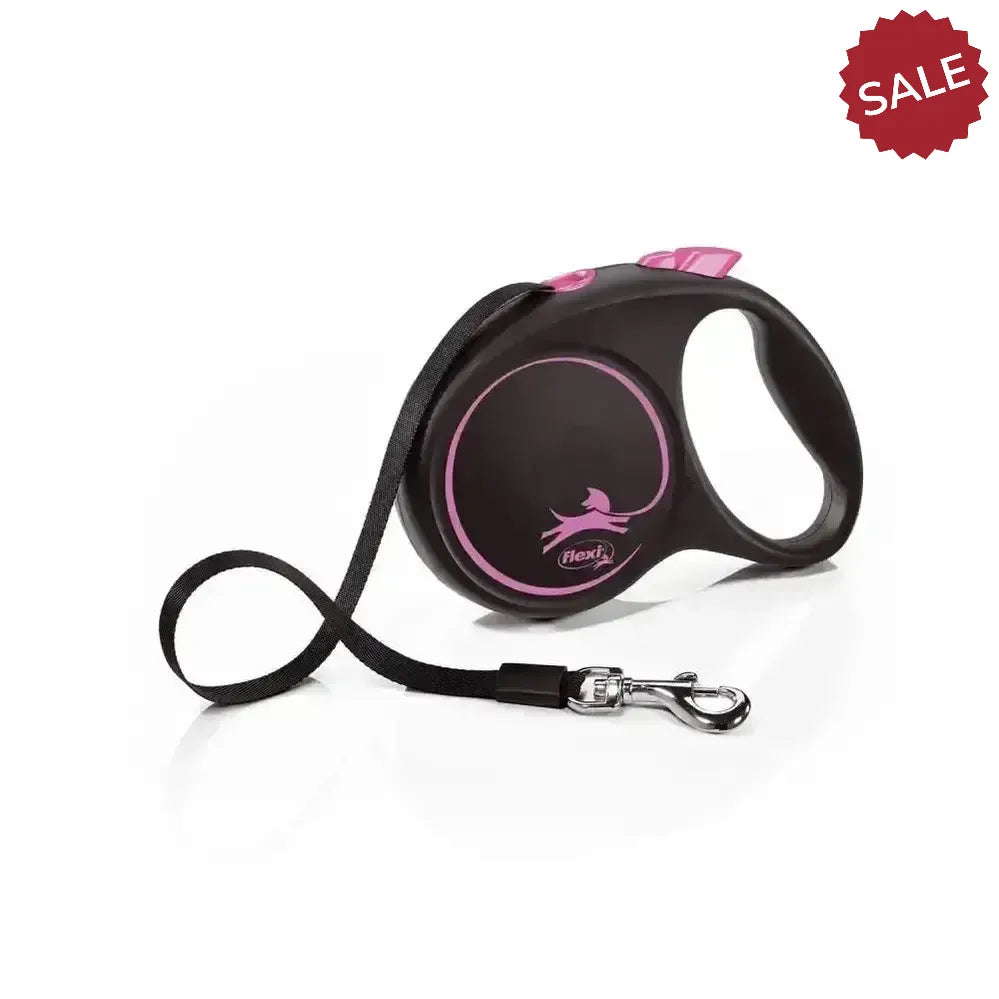 Flexi Black Design Tape Pink 5 m Pink Dog Lead