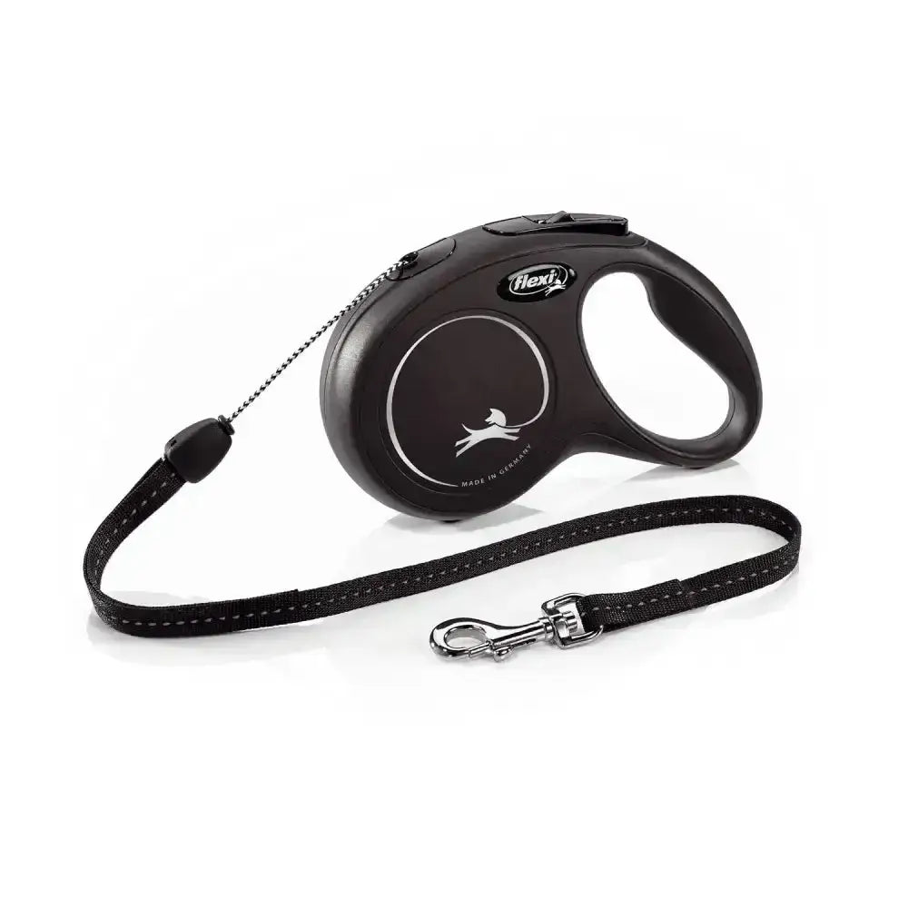 Black flexi new classic cord black retractable dog leash with modern ergonomic design and perfected tape guidance