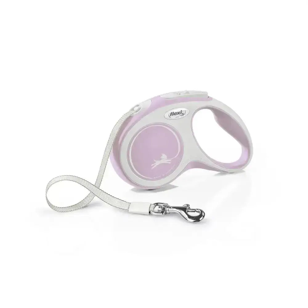 Pink and white flexi new comfort tape rose retractable dog leash with extra robust tape and perfected tape guidance