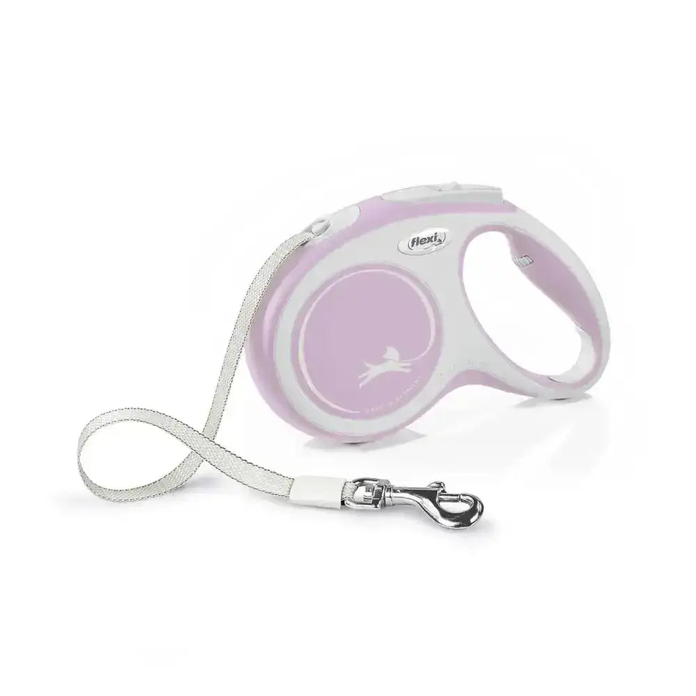 Pink and white flexi new comfort tape rose retractable dog leash with extra robust tape and perfected tape guidance