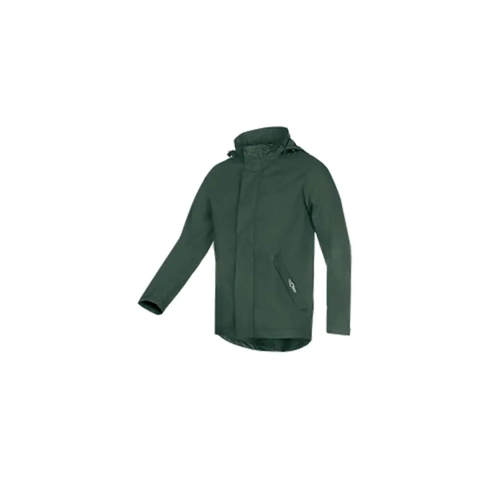 Dark green flexothane classic ascot rain jacket khaki green with hood and zippered pockets water-resistant design