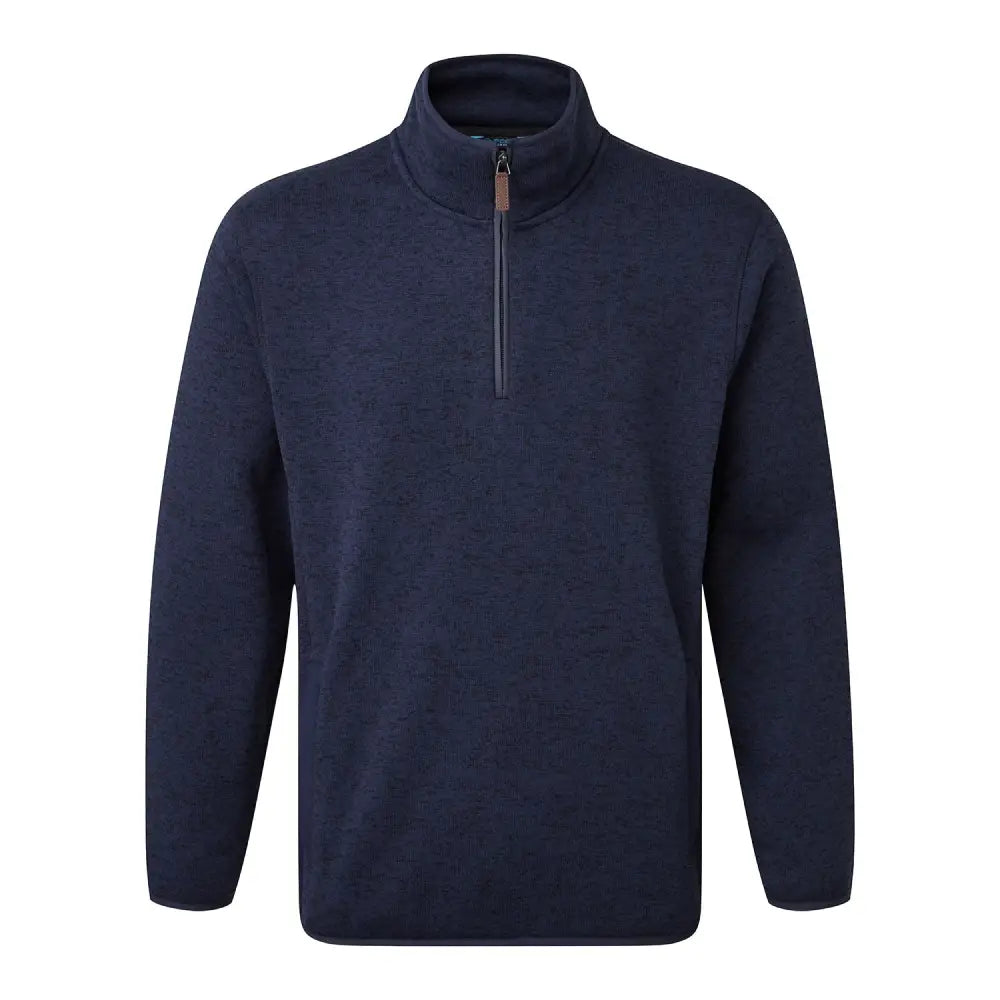 Navy blue fort easton pullover quarter-zip fleece with soft textured fabric and subtle ribbed collar hardwearing knitted marl