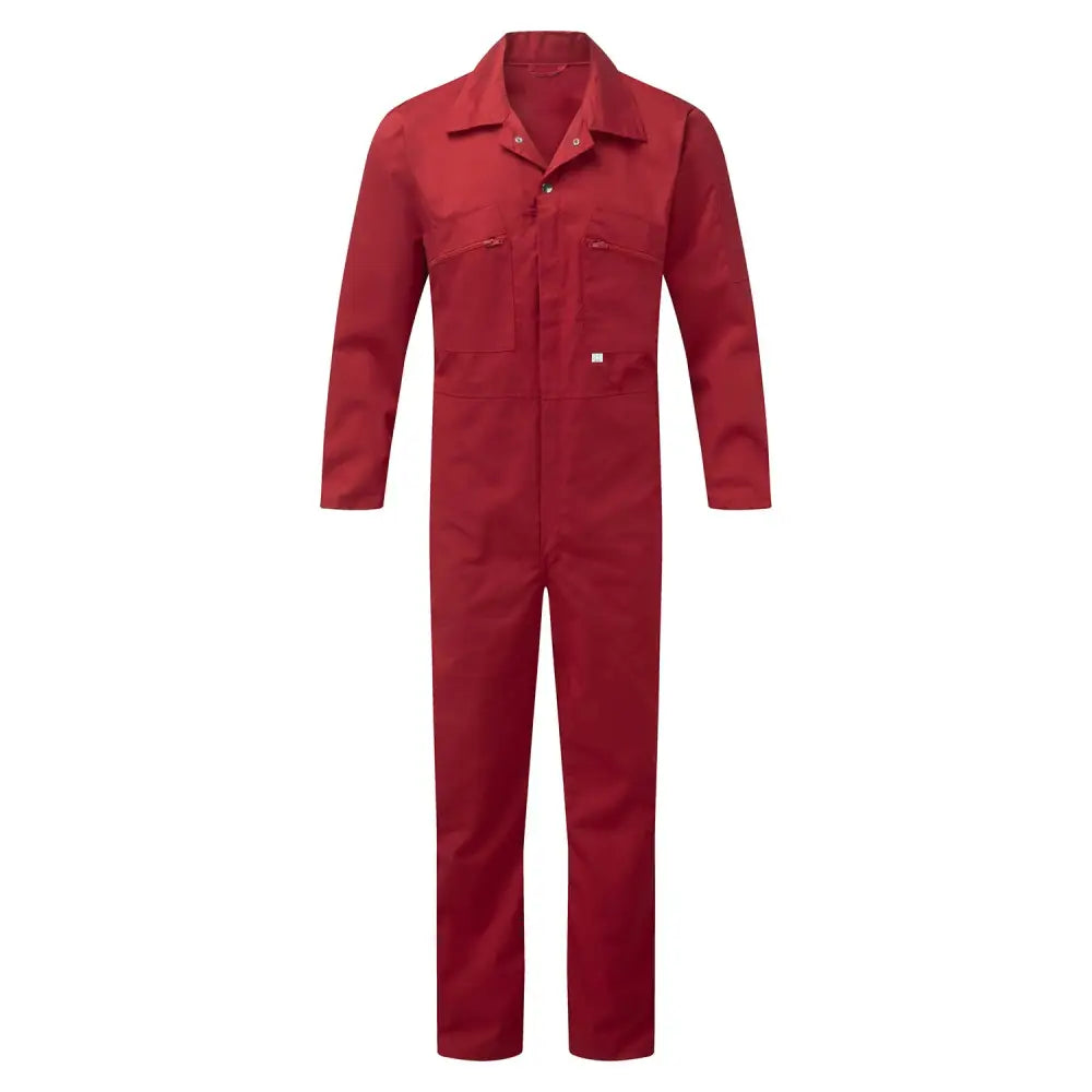 Fort zip front coverall red with collar and front pockets perfect for hardworking environments in red finest overalls