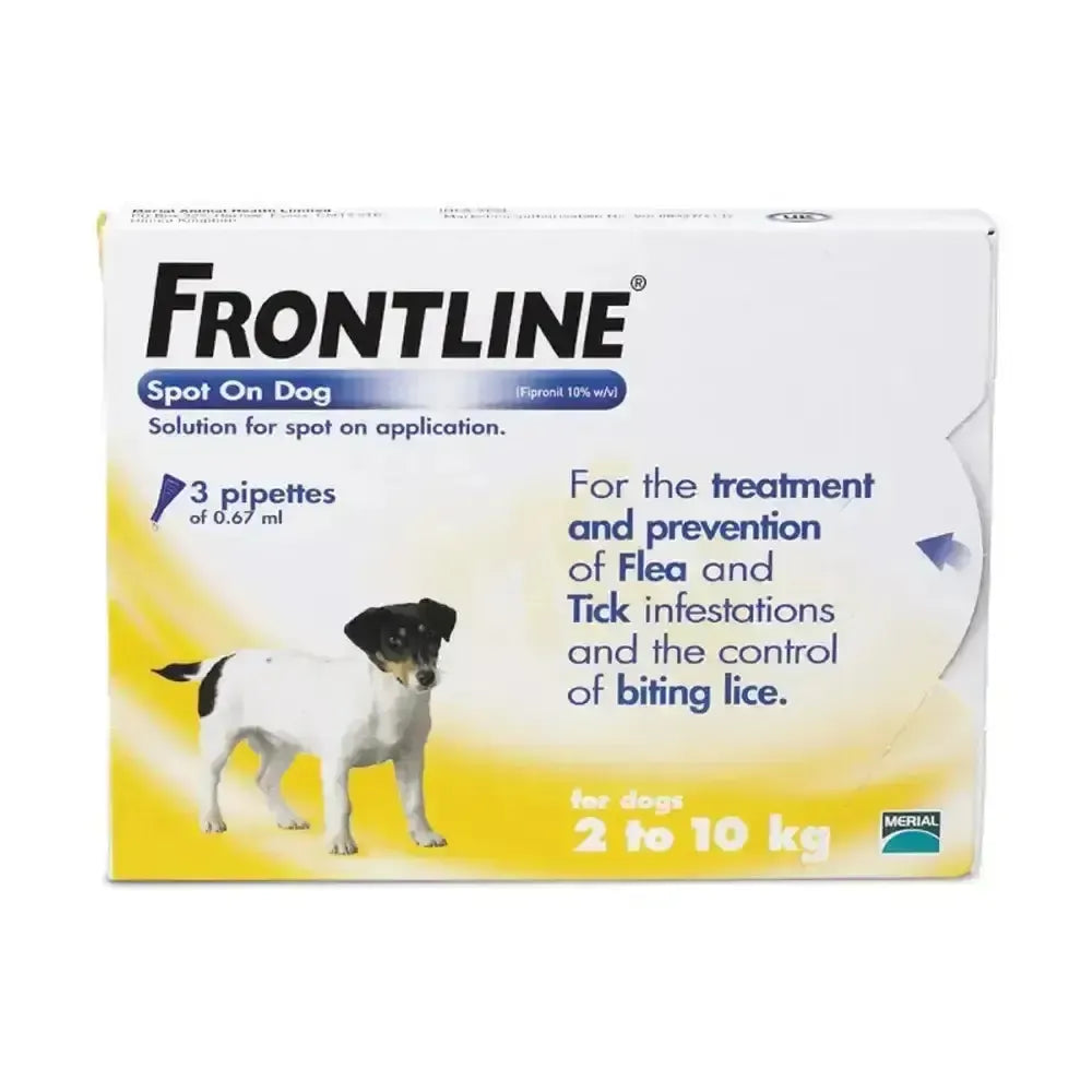 Frontline Spot On Dog Small Dog (2 - 10kg) 3 Pipette Flea Treatments