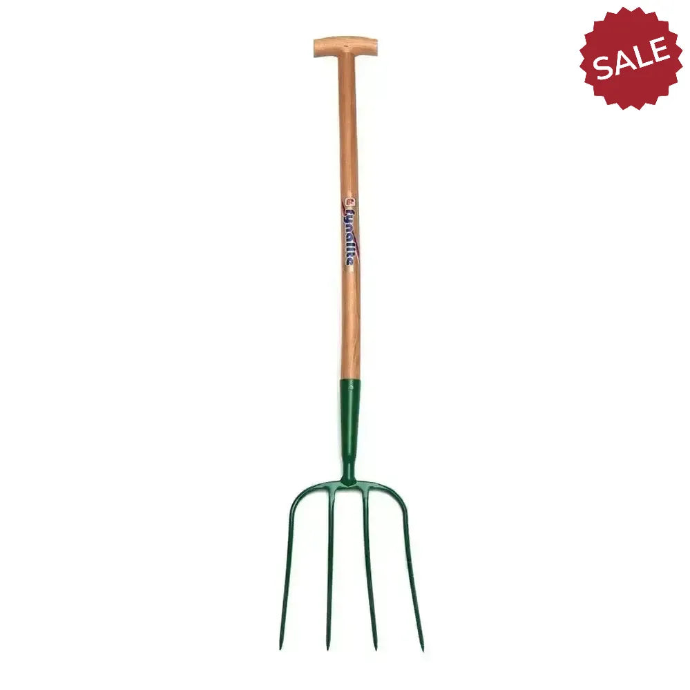 Fynalite Manure Fork 4 Prong T-Grip Ash Handle 32" Green Forks