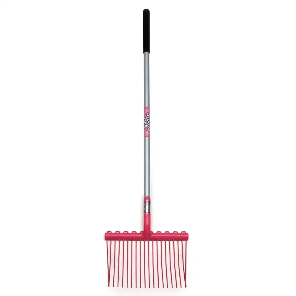 Fynalite shavings forks funky shavings fork pink plastic rake with silver metal handle and black grip for seniors