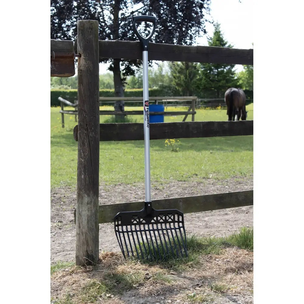 Black plastic stable fork with silver aluminum stable fork d-grip handle and black grip branded dynamic