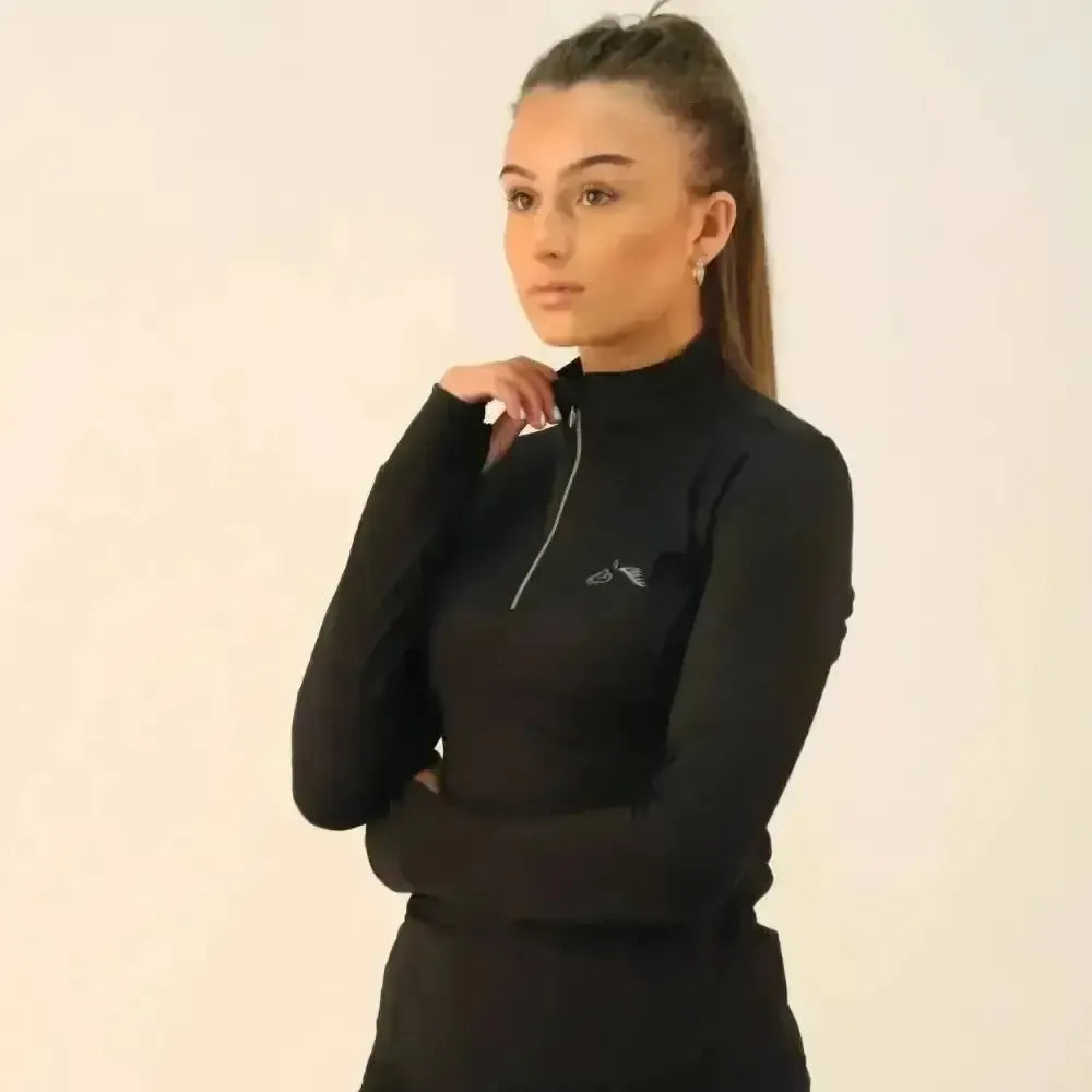 Gallop Base Layer Long Sleeve Zipped Neck Black X Small Base Layers