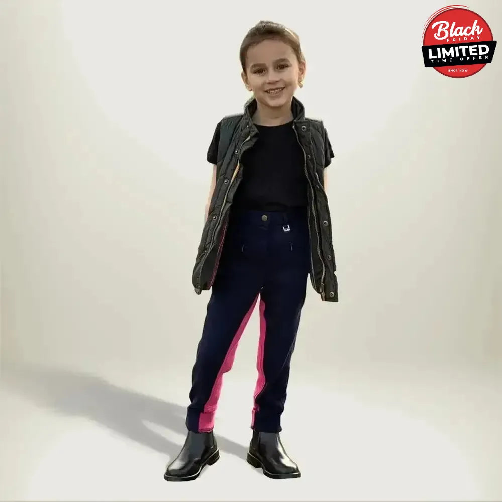 Gallop Children's Two Tone Jodhpurs Purple/Black 20'' Jodhpurs