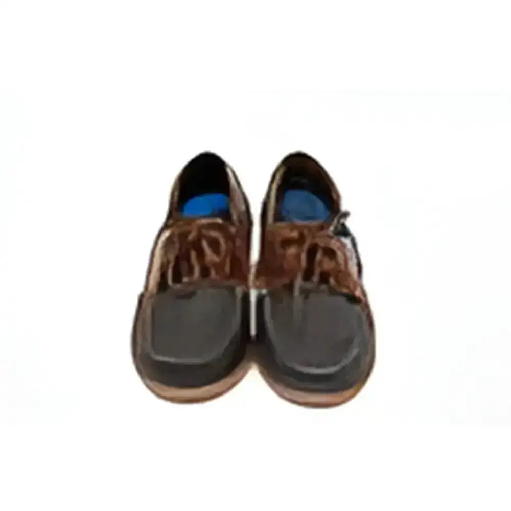 Brown leather gallop deck shoe with dark laces and blue insole classic leather deck beautifully crafted deck