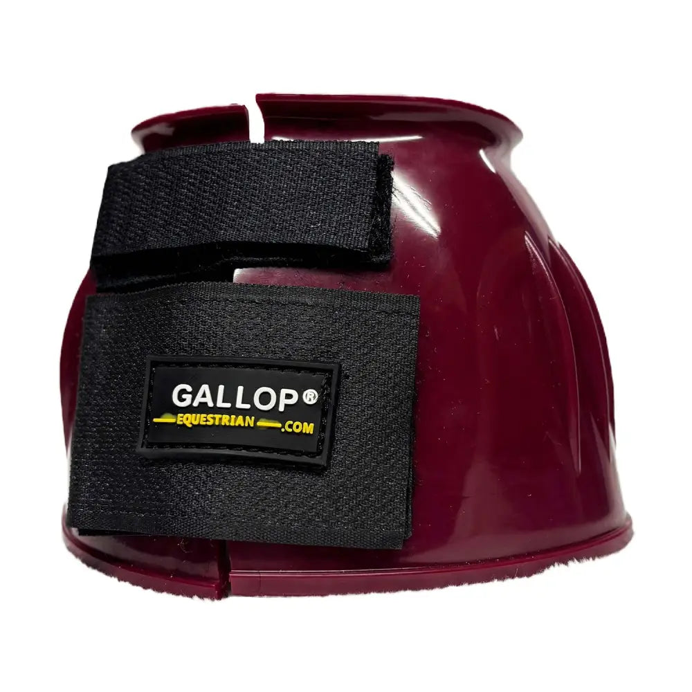 Maroon pvc ribbed gallop double taped reach boots burgundy with black velcro straps and gallop logo patch