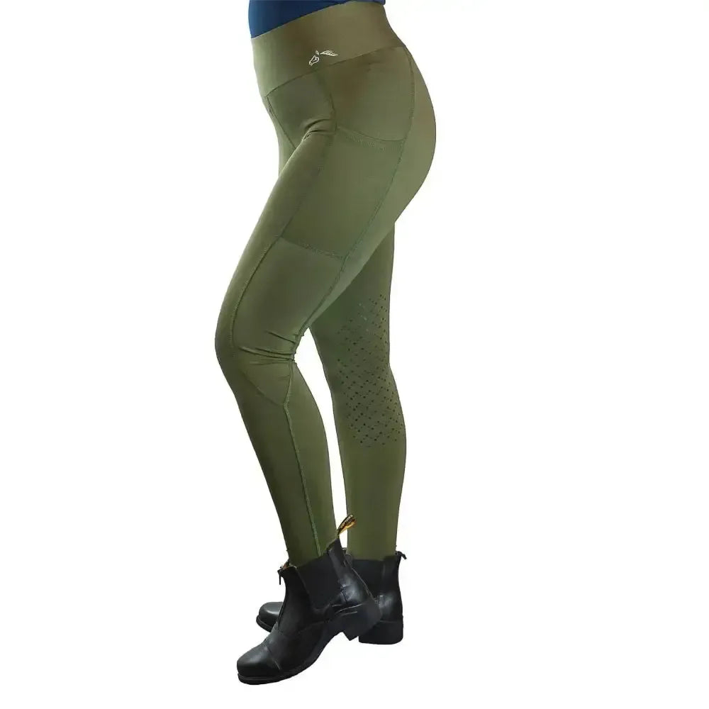 Gallop High-Waist Pocket Tights Green X Small Riding Tights