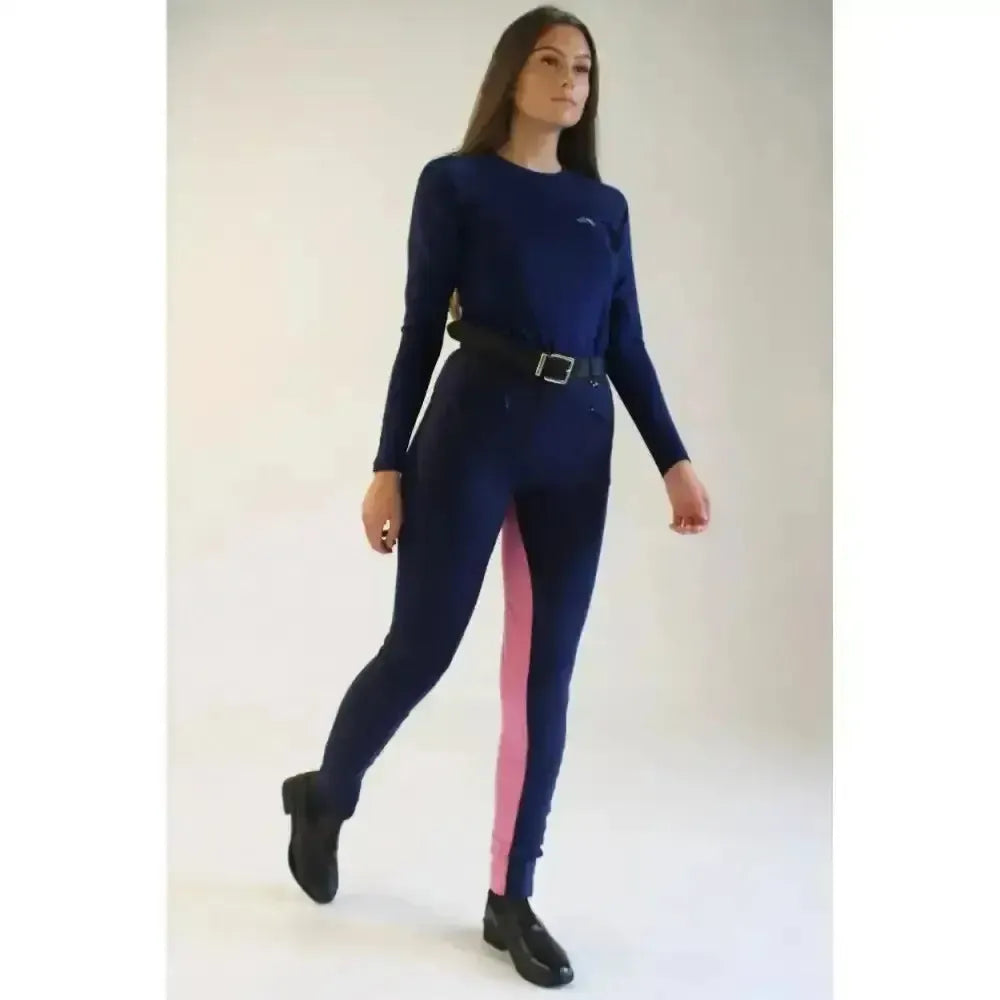 Gallop Ladies Two Tone Jodhpurs Navy/Pink 24'' Jodhpurs