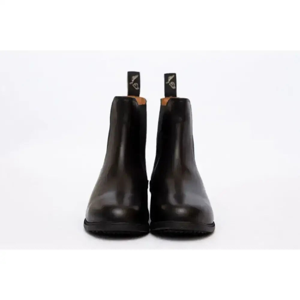 Black leather paddock zip boots with sleek polished finish and elastic side panels for kids elegance leather paddock